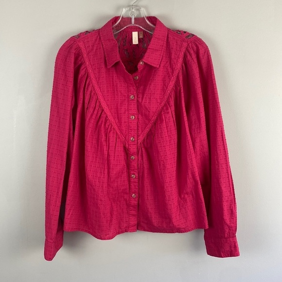 Anthropologie Pilcro Lace Back Western Buttondown Size Medium - Picture 3 of 16